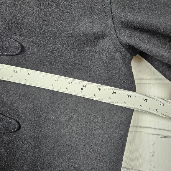 Gap Wool Blend Hooded Duffle Pea Coat Womens M Navy Black Winter Heavy Warm - Picture 11 of 16